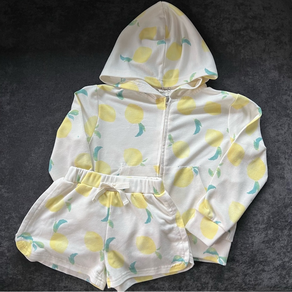 Jessica Simpson Lemon Hoodie and Short Set Size 5/6